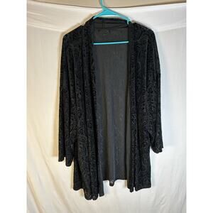 J. Jill Wearever Collection Velvet Burnout Kimono Topper Womens Plux 4X Black